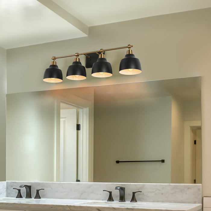 17 Stories Escarment 4 Light Black and Gold Vanity Light & Reviews